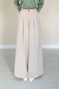 Bej Pileli Comfort Pantolon resmi